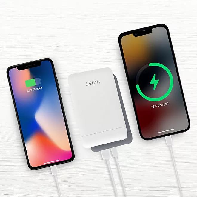 Tech Squared 10K mAh Power Bank with USB-C PD 20W and USB-A, 2 pk.