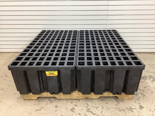 Condor Spill Pallet, 132 gal Spill Capacity, 4 Drums, 8,000 lb Load Capacity, Polyethylene