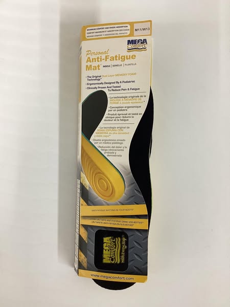 MEGAComfort Unisex Personal Anti-Fatigue Mat (PAM) Insoles Size: M11/W13