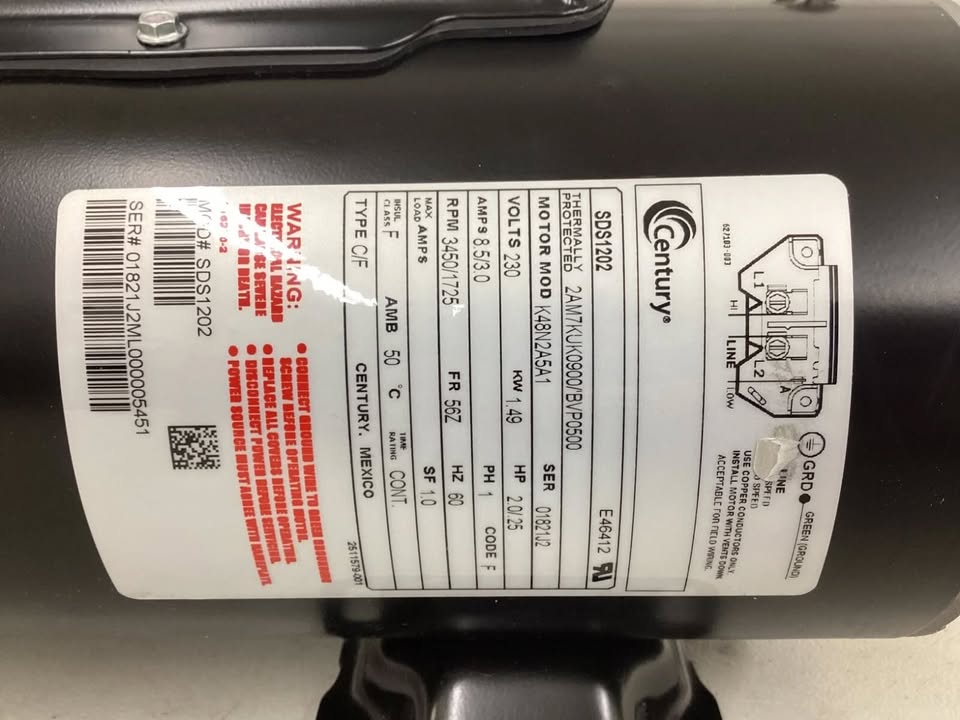 CENTURY Pool and Spa Pump Motor 2 HP SDS1202