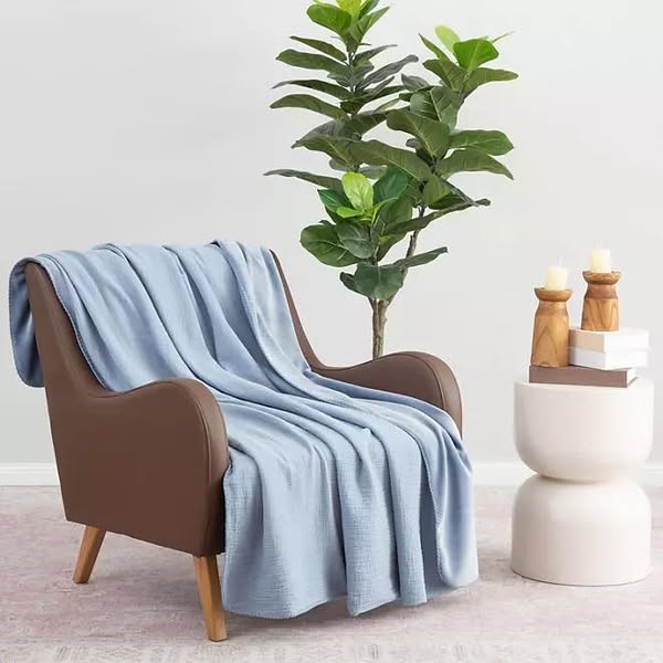 Member's Mark Reversible Cozy Gauze Plush Throw, 60" x 70"