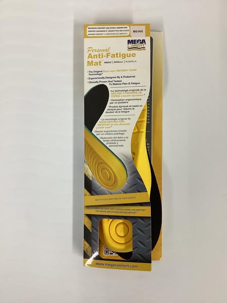 MEGAComfort Unisex Personal Anti-Fatigue Mat (PAM) Insoles Size: M6/W8