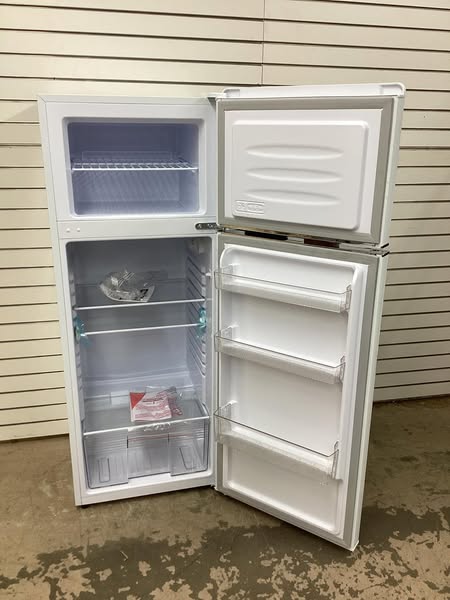 Frigidaire 7.2 cu. ft. Retro Top Freezer Refrigerator in white with Chrome Handle and Trim