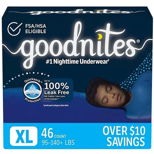 Goodnites Nighttime Bedwetting Underwear for Boys Size XL 46 ct.