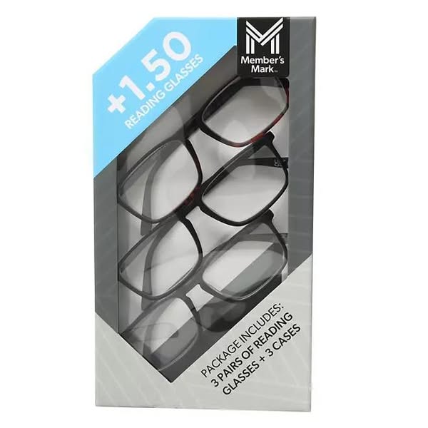 Member's Mark Rectangular Reading Glasses, 3 pk.