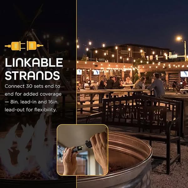EcoScapes by Enbrighten 48' Outdoor LED Café String Lights, 24 Bulbs