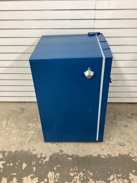 Frigidaire 4.5 cu. ft. Mini Refrigerator in Retro Bar Style Fridge with Side Bottle Opener in Blue