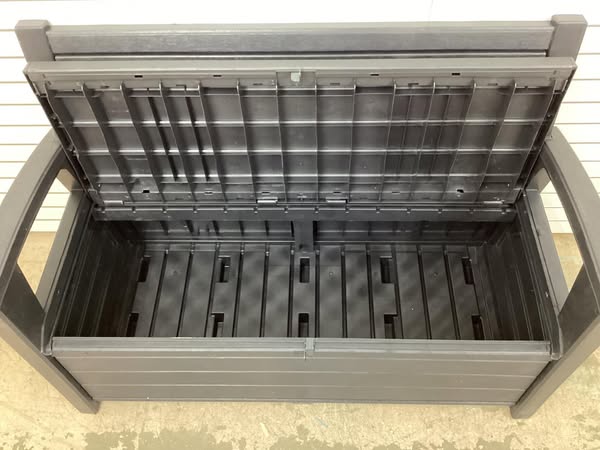 Keter Hudson Plastic Storage Bench, Graphite Gray
