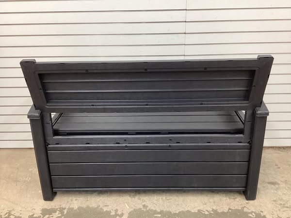 Keter Hudson Plastic Storage Bench, Graphite Gray