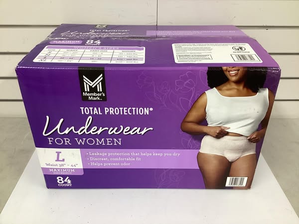 Member's Mark Total Protection Incontinence Underwear for Women Size Large 84 Count