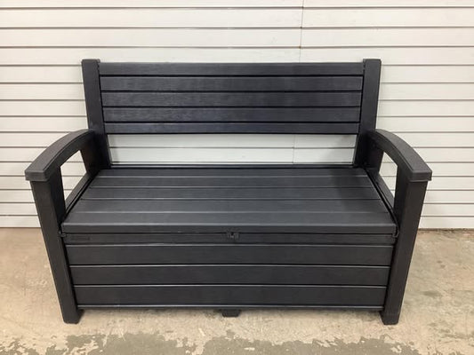 Keter Hudson Plastic Storage Bench, Graphite Gray