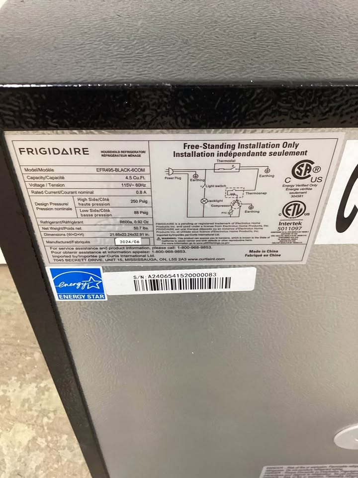 Frigidaire 4.5cu. ft. Mini Refrigerator in Retro Bar Style Fridge with Side Bottle Opener in Black Color