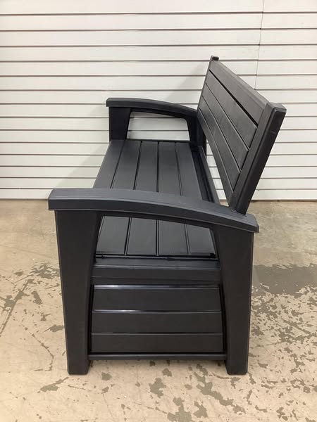 Keter Hudson Plastic Storage Bench, Graphite Gray