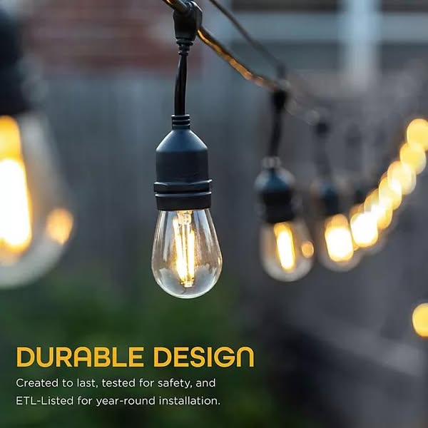 EcoScapes by Enbrighten 48' Outdoor LED Café String Lights, 24 Bulbs