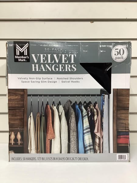 Member's Mark Elite-Quality Black Velvet Hangers with Chrome Hooks (Pack of 50)