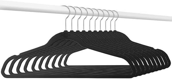 Member's Mark Elite-Quality Black Velvet Hangers with Chrome Hooks (Pack of 50)