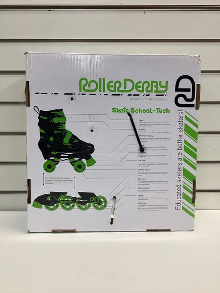 Roller Derby Boys 2-in-1 Roller/Inline Skates Black/Green, Size 12-2