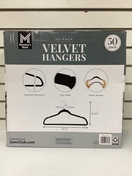 Member's Mark Elite-Quality Black Velvet Hangers with Chrome Hooks (Pack of 50)