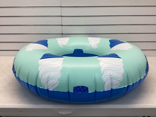 Sun Squad Inflatable Swim Tube Cute Ice Cream Cone Blue Beach Pool Floaty 31"