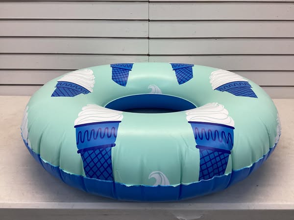 Sun Squad Inflatable Swim Tube Cute Ice Cream Cone Blue Beach Pool Floaty 31"