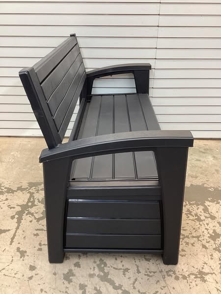 Keter Hudson Plastic Storage Bench, Graphite Gray