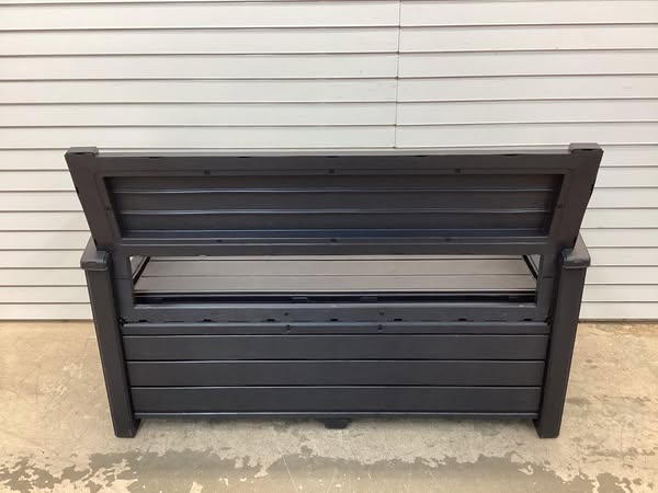 Keter Hudson Plastic Storage Bench, Graphite Gray