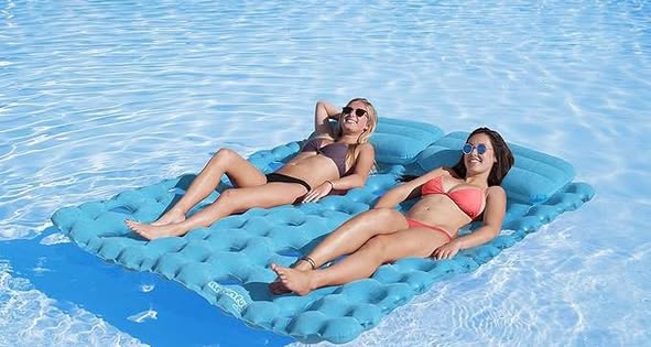 Airhead SUN COMFORT COOL SUEDE Double Pool Mattress, Sapphire (AHSC-018)