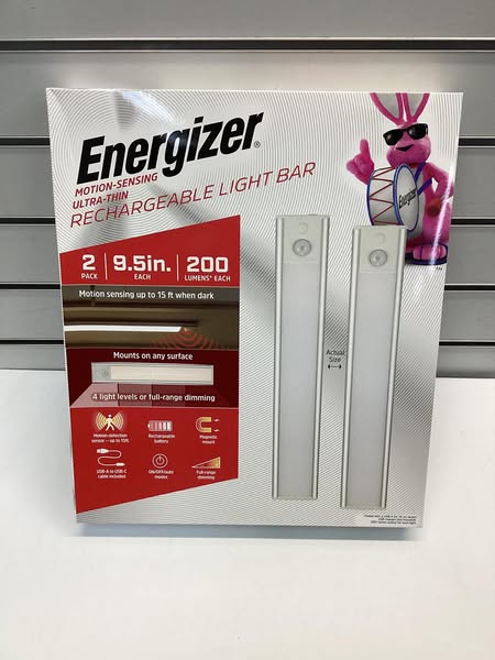 Energizer 9.5" Motion Sensing Magnetic LED Rechargeable Light Bar, 2 Pack