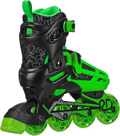 Roller Derby Boys 2-in-1 Roller/Inline Skates Black/Green, Size 3-6