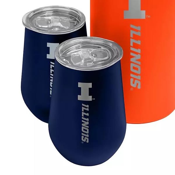 NCAA Stainless Steel Wine Chiller and Tumbler Set -Illinois Fighting Illini