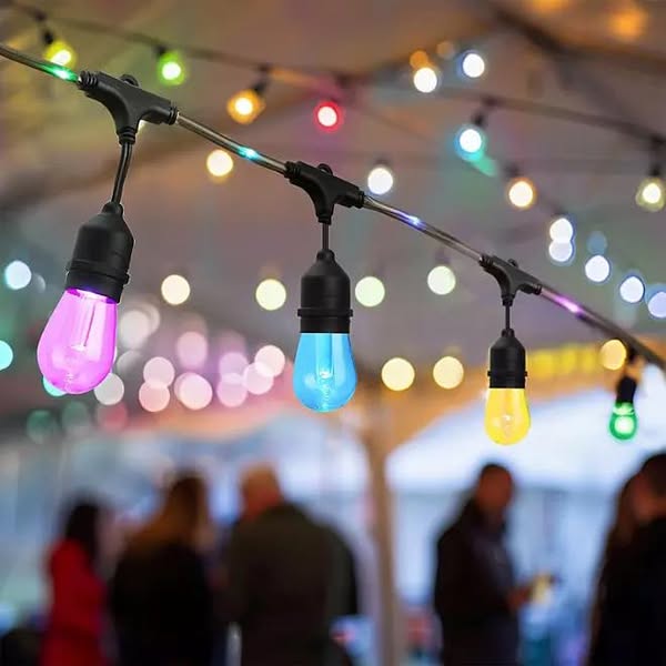 Westinghouse 48' Color Change LED String Light Set with Remote Control, 15 Bulbs