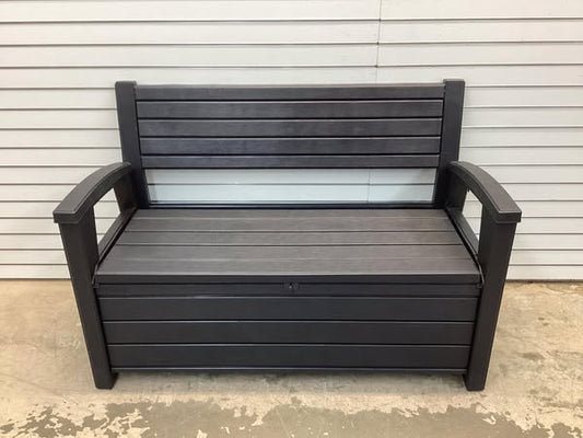 Keter Hudson Plastic Storage Bench, Graphite Gray