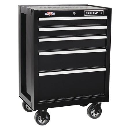 CRAFTSMAN 2000 Rolling Tool Cabinet, 5 Drawer, Black, Steel, 26 1/2 in W x 18 in D x 37 1/2 in H