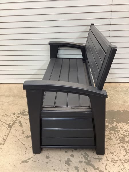Keter Hudson Plastic Storage Bench, Graphite Gray