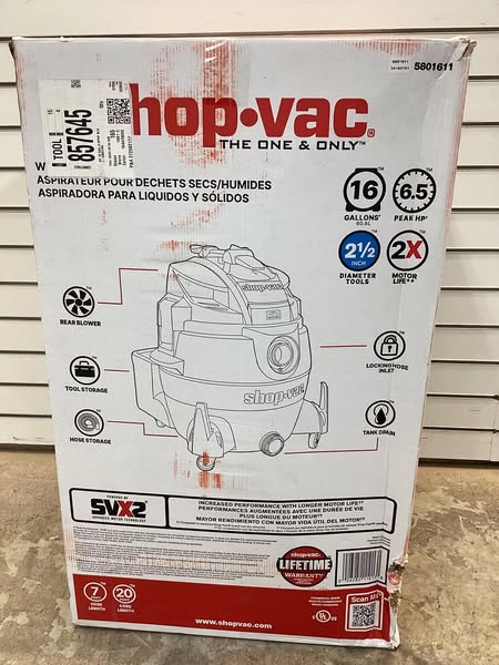 Shop-Vac 16-Gallon 6.5-HP Corded Wet/Dry Vacuum with Accessories Included