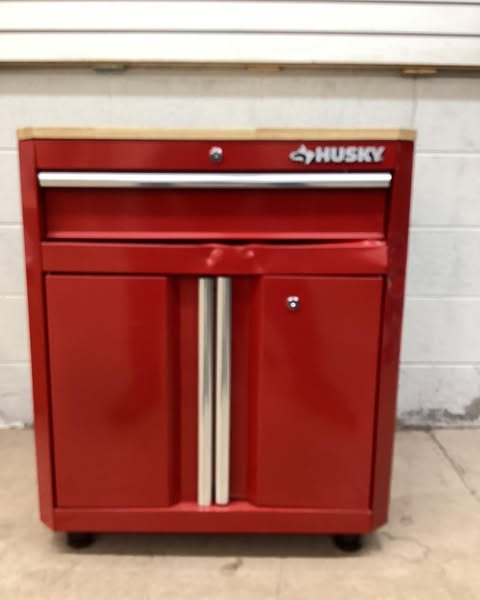 Husky 24-Gauge Steel 1-Drawer 2-Door Garage Base Cabinet in Red (28 in. W x 32.8 in. H x 18.3 in. D)