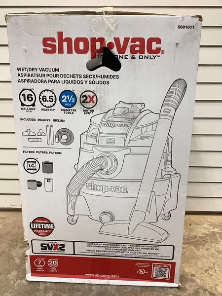 Shop-Vac 16-Gallon 6.5-HP Corded Wet/Dry Vacuum with Accessories Included