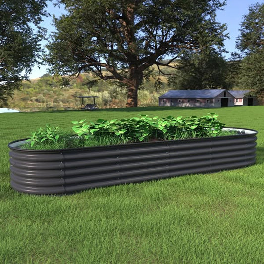 VEIKOUS 17 in. H Galvanized Garden Bed 9-in-1 Large Planter Box Outdoor in Dark Gray