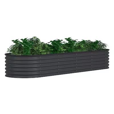 VEIKOUS 17 in. H Galvanized Garden Bed 9-in-1 Large Planter Box Outdoor in Dark Gray