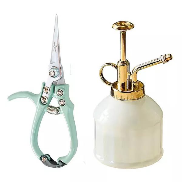 Modern Sprout Gardening Shears and Glass Plant Mister Set