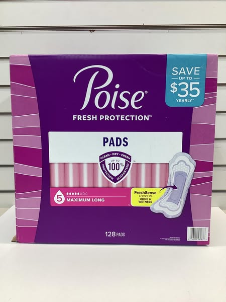 Poise Postpartum Incontinence Pads, 5 Drop Max Absorbency, 128 ct.