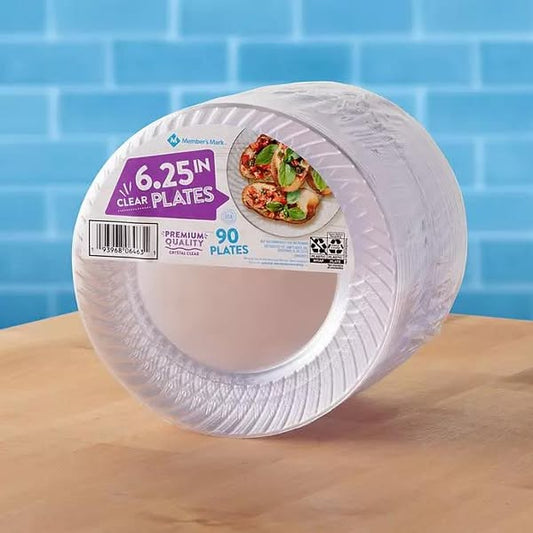 Member's Mark Clear Plastic Plates, 6.25" 90 ct.