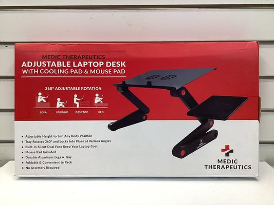 Medic Therapeutics Adjustable Laptop Desk With Cooling Pad & Mouse Pad