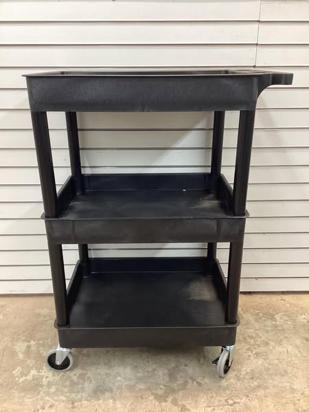 Luxor Utility Cart with Deep Lipped Plastic Shelves: 300 lb Load Capacity, 24 in x 18 in