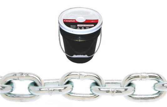 5/16" Grade 30 Proof Coil Chain, Zinc Plated, 92' per Round Pail