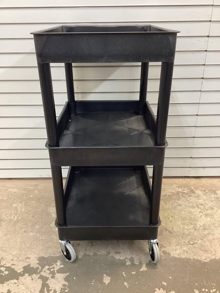 Luxor Utility Cart with Deep Lipped Plastic Shelves: 300 lb Load Capacity, 24 in x 18 in