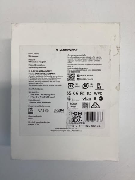 Ultrahuman Ring AIR - Smart Ring Size 10