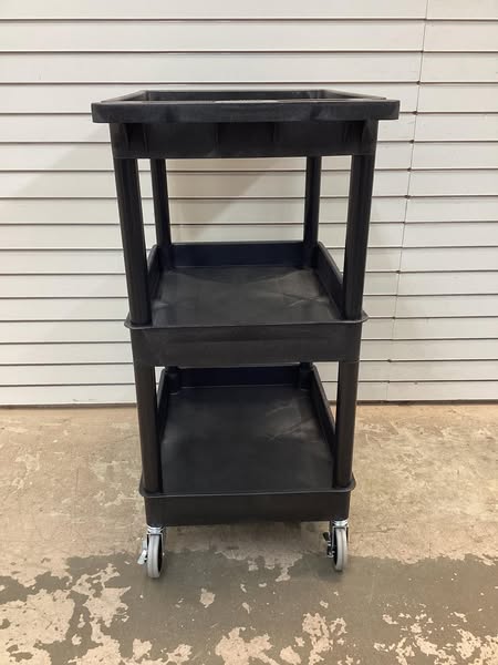 Luxor Utility Cart with Deep Lipped Plastic Shelves: 300 lb Load Capacity, 24 in x 18 in