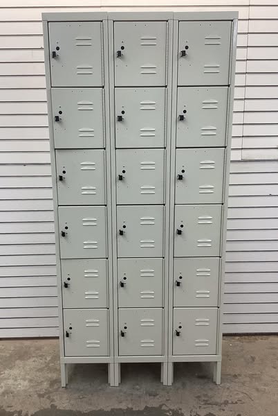 HALLOWELL Box Locker, 36 in W, 12 in D, 78 in H, (3) Wide, (6) Tier