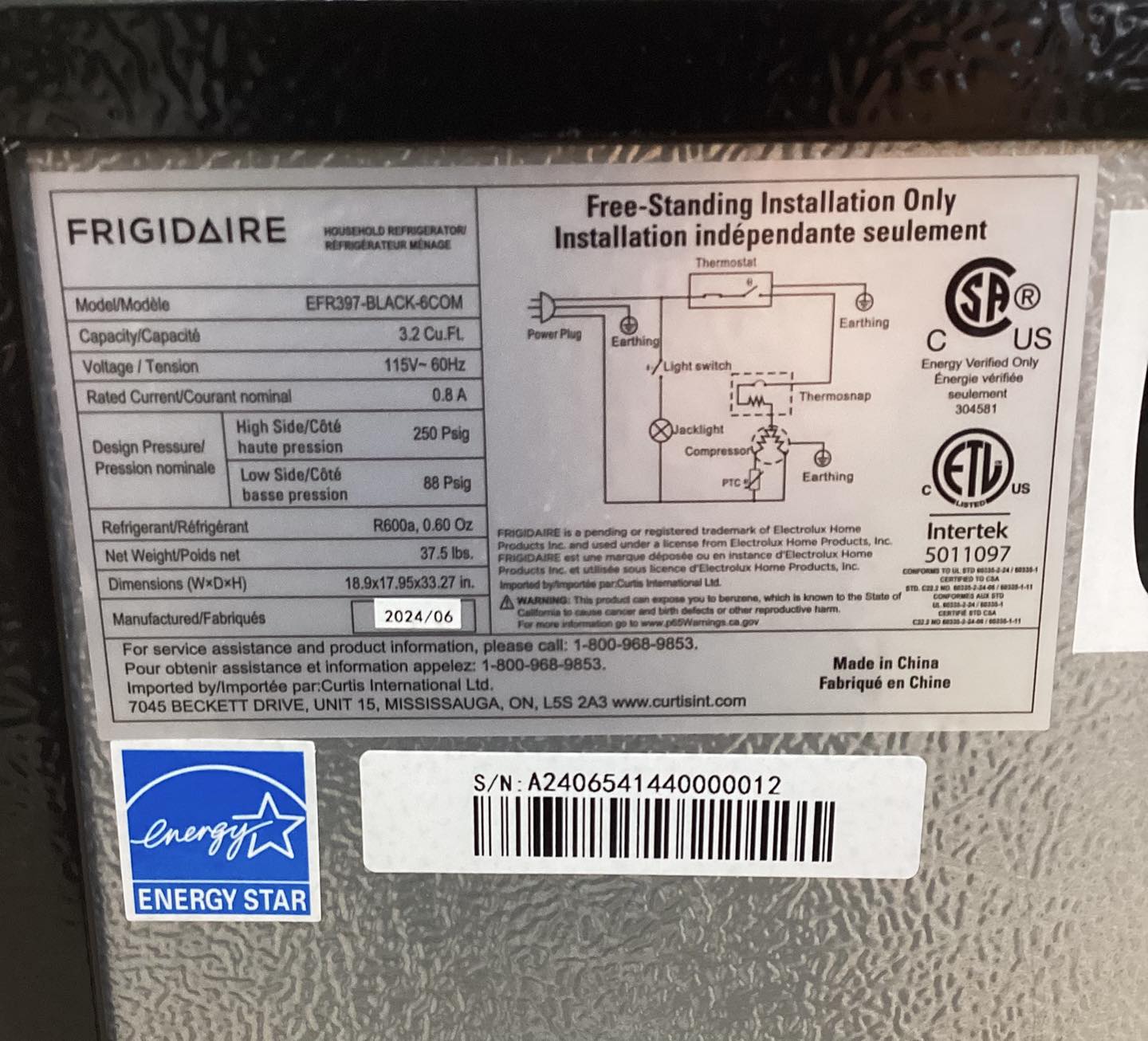 Frigidaire 3.2 cu. ft. Retro Mini Refrigerator with Side Bottle Opener in Black